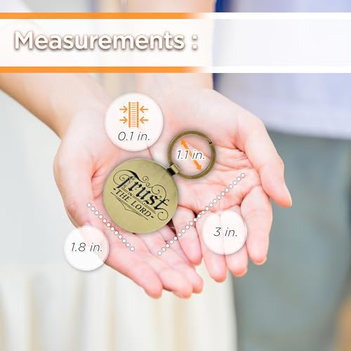 Christian Art Gifts Metal Inspirational Scripture Keychains for Men & Women: Round Sturdy Multicolor Encouraging Keyrings - color: Trust in the Lord/Antique Gold & Black