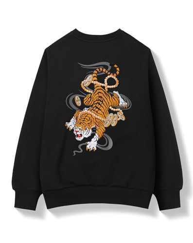 Niepce Inc Men's Embroidered Graphic Crewneck Sweatshirt - color: Black-tiger, size: XX-Large