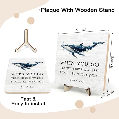 Bible Verses Wooden Plaque Sign, God Is Within Her She Will Not Fall Psalm 46:5 Christian Sign for Home Office Desk Decor, Inspirational Christian Bible Verse Sign Decor (Beige3, 5.9x5.9inches) - color: Beige3