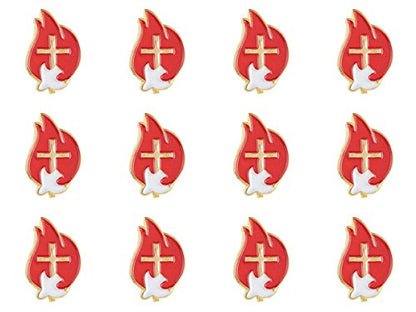 Red and Gold Toned Holy Spirit Lapel Pin with Bookmark, 3/4 Inch, Pack of 12