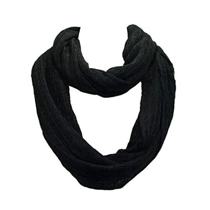 TrendsBlue Premium Solid Color Knit Infinity Circle Scarf - color: Black