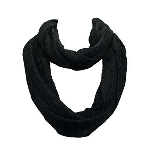 TrendsBlue Premium Solid Color Knit Infinity Circle Scarf - color: Black