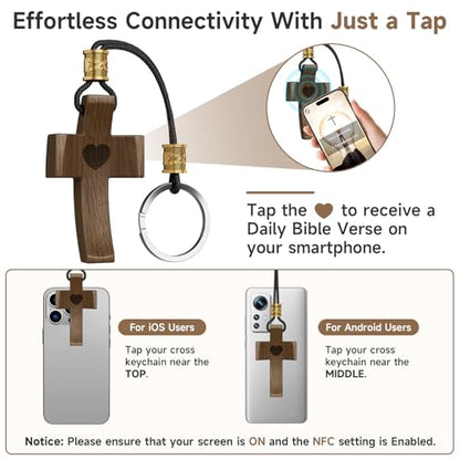Wooden Cross Keychain, Cross My Heart, Cross Fidget Wood