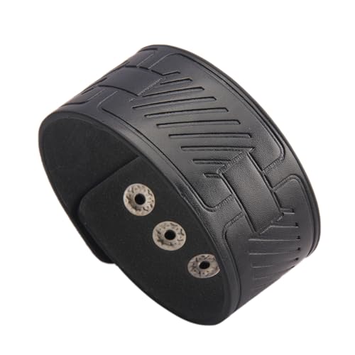 GelConnie Punk Leather Cuff Bracelet Adjustable Straps Wrap Bracelets Arm Armor Cuff Gothic Leather Wristbands for Men, Women - color: MLPB085-Black