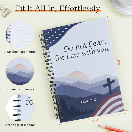 Christian Journals for Women - Spiral Bible Notebook for Her| Prayer & Bible Journaling for Women, Cute Floral Writing Church Notes Notebook & Inspirational Religious Gift for Christians, ISAIAH 41:10 - color: 4-Christian-Notebook