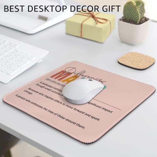 Difference Maker Definition Non-Slip Mouse Pad with Stitched Edge - color: Pink & Black & Green