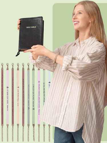 Sureio 15 Pcs Christian Bracelet Scripture Bible Verse Gift - color: Neutral Colors