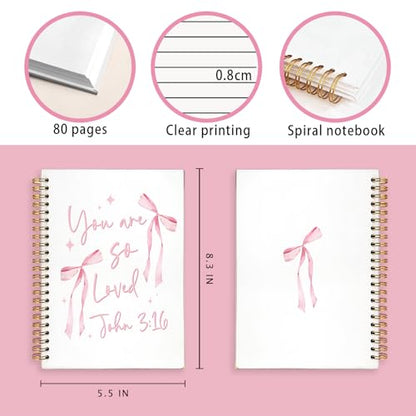 Pink Bow Christian Notebook Journal Gifts for Women Teen Girls - color: John 3:16