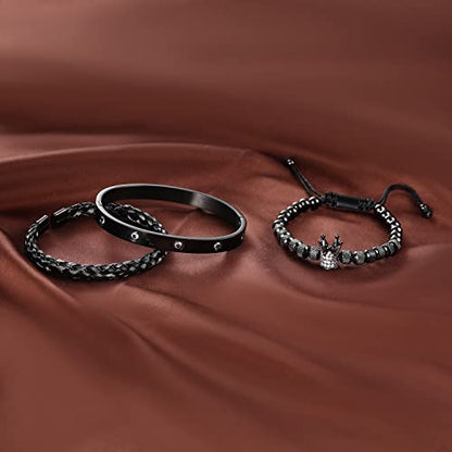 WFYOU Stainless Steel Bracelets for Men Gold Cuff Bracelet Birthday Gifts - color: Black 11