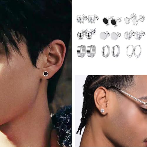 36 Pieces Silver Jewelry Set for Men Stainless Steel Cuban Link Chain Bracelet Cross Pendant Necklace Classic Ring Hip Hop Jewelry Pack for Men