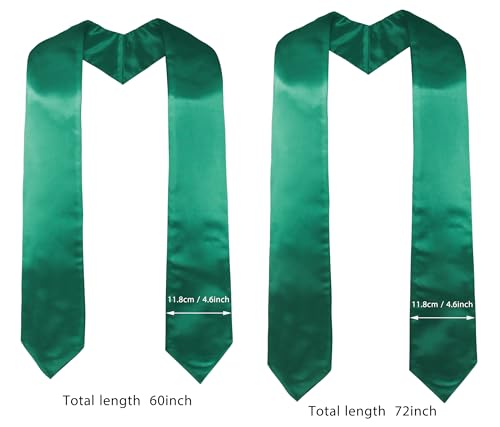 GraduatePro Plain Graduation Stole for Unisex Adults Sash 60"/72" Long 16 Colors - color: Emerald, size: 72