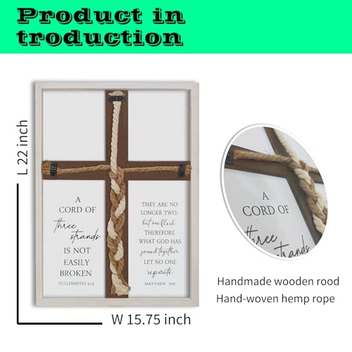 Cord of Three Strands Wedding Unity Sign Framed 22x16 Inch White - color: White, size: 22"L x 16"W