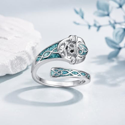 Turquoise Spoon Rings Sterling Silver Spoon Jewelry Gift For Women - color: Claddagh