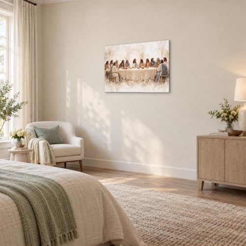 Bright Peaceful Last Supper Picture for Dining Room Christian Wall Art - color: Art-04, size: 36"L x 24"W
