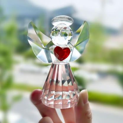 3.3inch Crystal Guardian Angel Figurine For Women Art Glass Angel Ornaments - style: Heart Angel