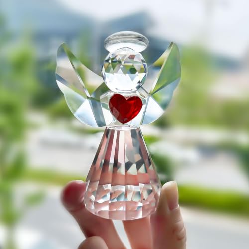 3.3inch Crystal Guardian Angel Figurine For Women Art Glass Angel Ornaments - style: Heart Angel
