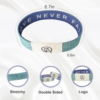 NFC Bible Verse Bracelets, Purple - color: LOVE NEVER FAILS