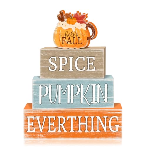 Britimes Fall Pumpkin Tiered Tray Decor Set, 4 Pack, Wooden - style: Pumpkin Spice