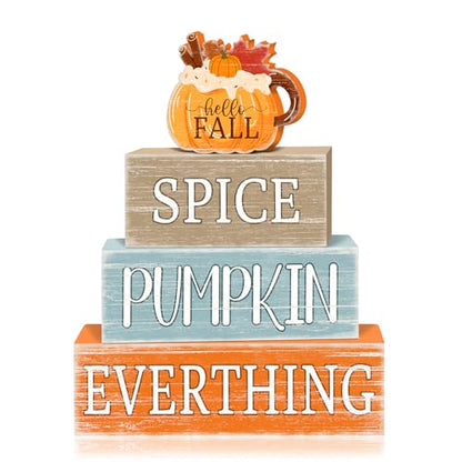 Britimes Fall Pumpkin Tiered Tray Decor Set, 4 Pack, Wooden - style: Pumpkin Spice