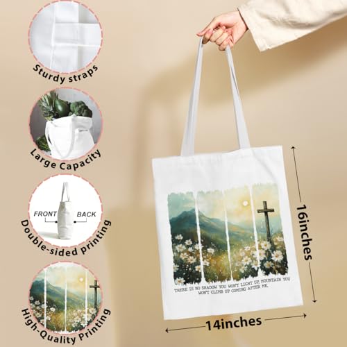 Tote Bag，Canvas Tote, Reusable Grocery Shopping Bag Aesthetic Shoulder Bag for Work, Beach, Camping 03 - color: Mountainfaith