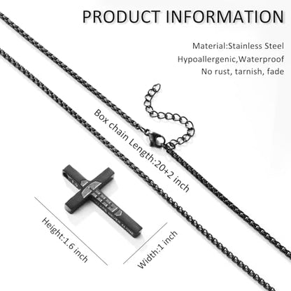 Football Cross Necklace for Boys Men - color: Black, style: 1：9 Be strong Be brave Be fearless
