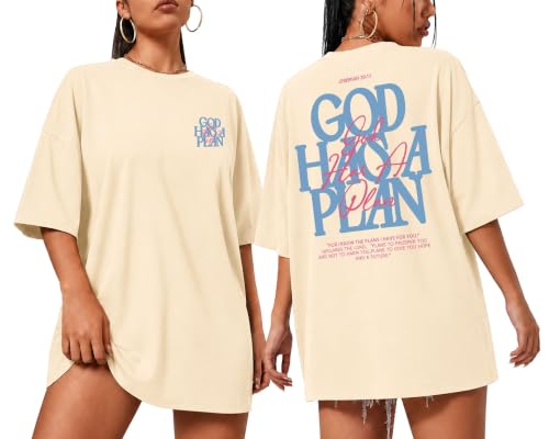 KUYIGO Men's Christian Faith Graphic T Shirt Scripture Crewneck Tee - color: Apricot, size: Medium