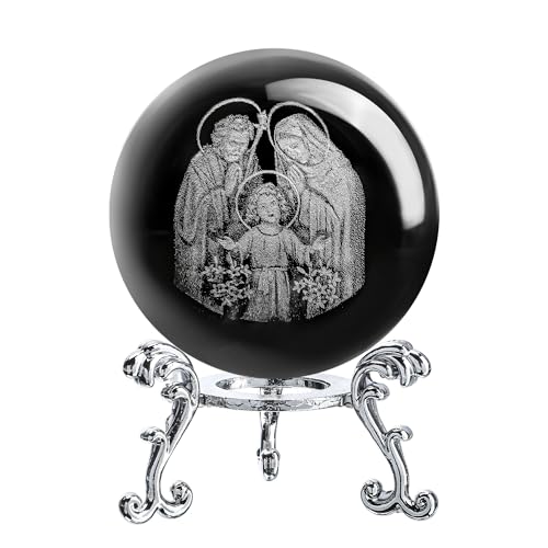Holy Family Crystal Ball 3D Laser Engraved K9 Christian Gift 2.3 Inch - style: Holy Family