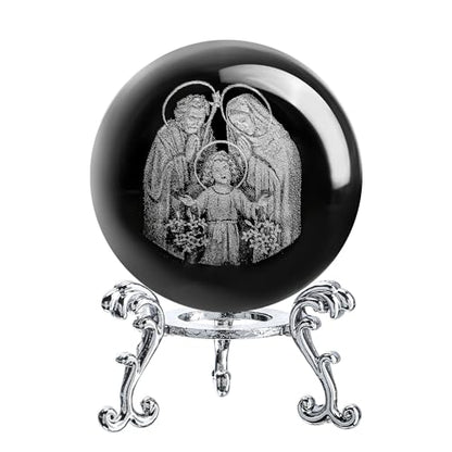Holy Family Crystal Ball 3D Laser Engraved K9 Christian Gift 2.3 Inch - style: Holy Family