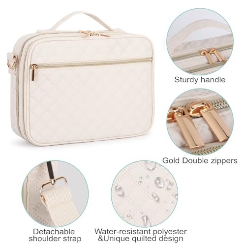 Large Bible Cover for Women,2 Compartments Bible Bag for Church - color: 2 Lays,Beige