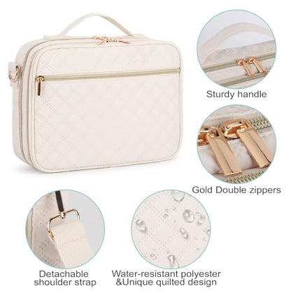Large Bible Cover for Women,2 Compartments Bible Bag for Church - color: 2 Lays,Beige