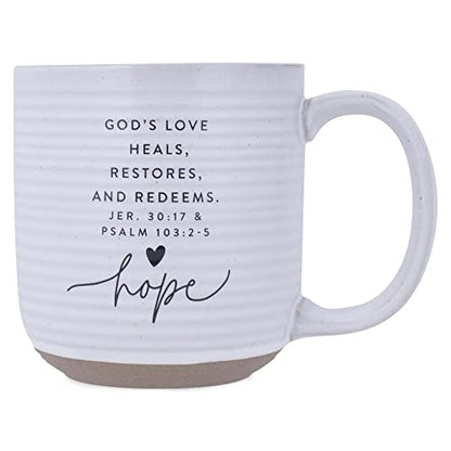 Lighthouse Christian Products Hope Hold Onto Hope Rib Textured White 20 Ounce Ceramic Mug