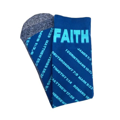 Bible Verse Socks for Men, Christian Scripture Crew Socks, Faith Gift - color: Faith Verses