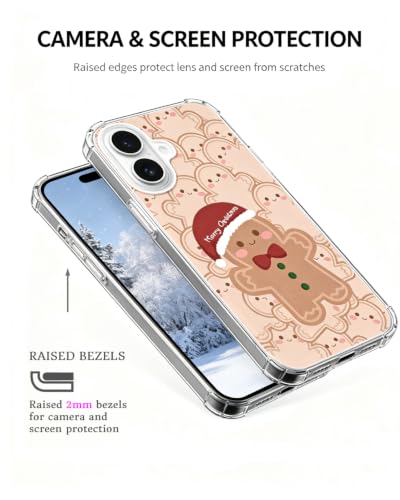 Merry Christmas Gingerbread Phone Case Compatible with iPhone 17, Cute Brown Winter Phone Cover for iPhone 17 - color: Merry Gingerbread
