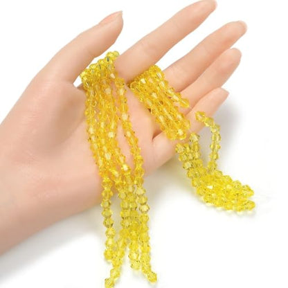 250pcs Czech 6mm (0.24 Inch) Faceted Bicone Crystal Glass Loose Beads Spacer Bulk Light Topaz Yellow for DIY Craft Jewelry Making CCB609 - color: Light Topaz, size: 6mm - 250pcs