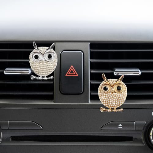 2PCS Bling Owl Car Dashboard Air Vent Trim Clips, Crystal Rhinestone Car Air Vent Clip, Cute Animal Car Interior Decoration Charm Accessories (Owl) - size: Owl