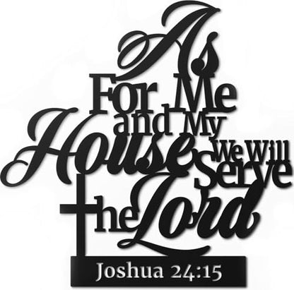 Metal Christian Wall Decor As for me and My House We Will Serve the Lord 16.5 x12.5 Inch Religious Wall Sign Scripture Black Bible Verses Family Wall Art Holy Wall Hanging Decoration for Home Inspirational Jesus Wall Plaque for Kitchen Bathroom Bedroom Ha