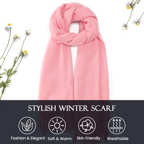 Clothirily Womens Winter Scarf, Oversized Long Blanket Plaid Shawl Wrap - color: Pink