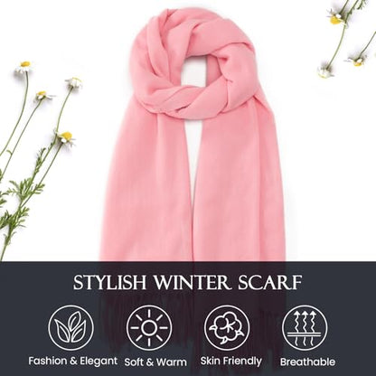 Clothirily Womens Winter Scarf, Oversized Long Blanket Plaid Shawl Wrap - color: Pink