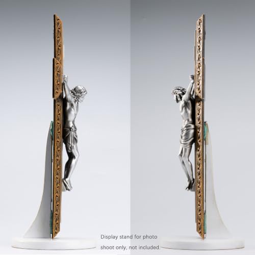 BC Catholic 12"H Crucifix Jesus Wall Cross with Stainless Steel Rosary - size: 12"L x 7.1"W