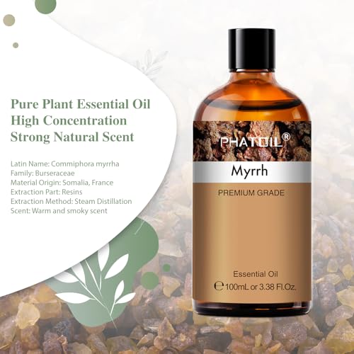 PHATOIL Myrrh Essential Oil for Diffuser Aromatherapy, Soap Candle Making - size: 3.38 Fl Oz (Pack of 1)