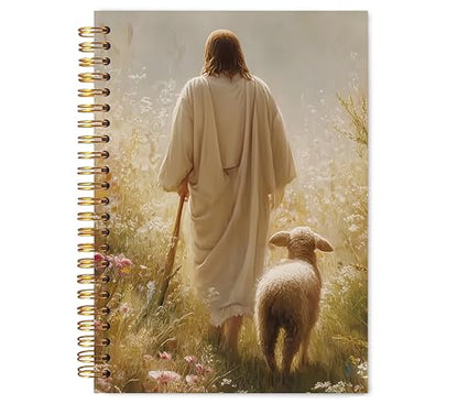 Christian Jesus and Lamb Notebook for Work Note Taking, Jesus Leaves The 99 Sheep Bible Journal for Women, Christian Scripture Hardcover Spiral Notebooks, 5.5x8.3 in - color: multicolour-Christian-2