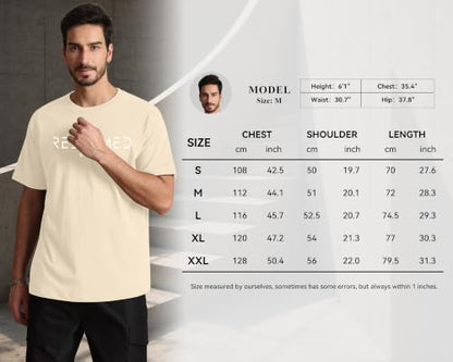 Aiyino Men's Redeemed Christian T-Shirt Graphic Tee 100% Cotton - color: Apricot, size: Small