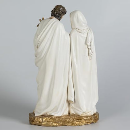 BC Catholic Holy Family Statue 12" H Youth Jesus St. Joseph Virgin Mary - color: Gold & White