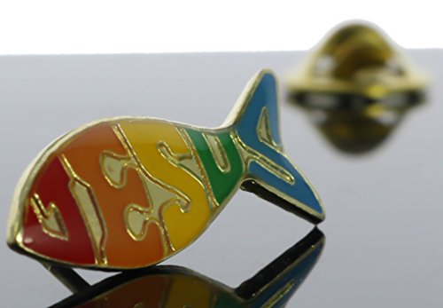 Jesus Fish Rainbow Ichthys Hat or Lapel Pin AKP285 F3D31H