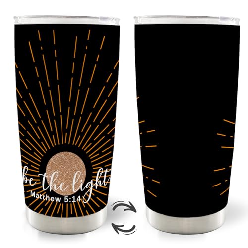 Christian Religious Inspirational Gifts for Women Men Kids, Christian 20oz Travel Coffee Mug Tumbler, Boho Sunshine Gifts, Be the Light Water Stainless Steel Tumbler with Lid and Straw - color: Sunshine