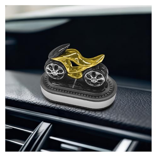 Craedli Solar Powered Diffuser Car Dashboard Decoration, Rotating Motorcycle Design Auto Center Console Ornament with Diffuser Base, Refillable Car Interior Decoration for Home, Office (Silver) - color: Silver