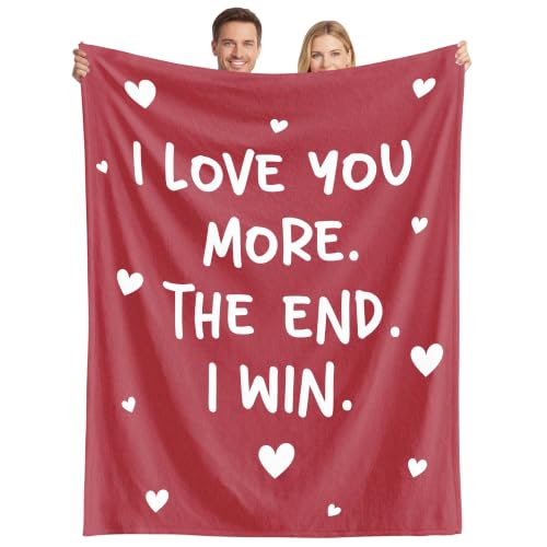 WRAPIX Anniversary Couple Gifts for Women Men - Soft Throw Blanket 60x80 in - color: Red - Love More, size: 60x80 inches