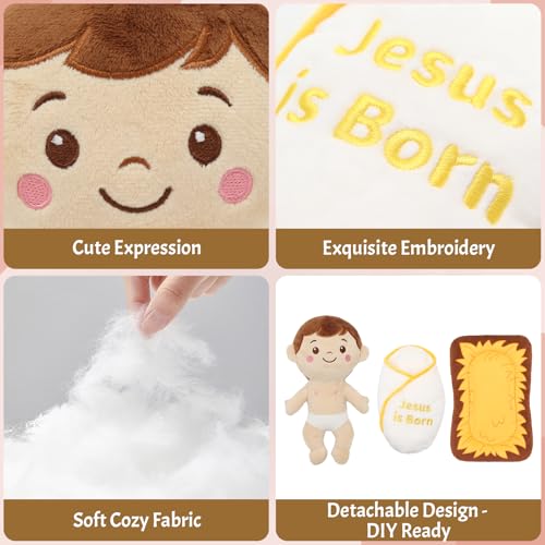Baby Jesus Plush Doll, 12" Nativity Manger Scene Stuffed Religious Toy - color: 12inch/Baby Jesus for Nativity Scene