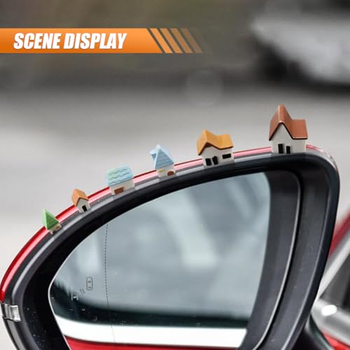Craedli 6PCS Mini Resin House Car Dashboard Decorations, Village Ornaments - size: 6PCS