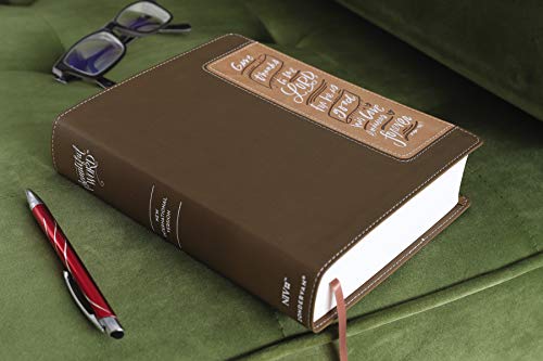 NIV, Beautiful Word Bible, Updated Edition, Peel/Stick Bible Tabs, Leathersoft, Brown/Pink, Red Letter, Comfort Print: 600+ Full-Color Illustrated Verses